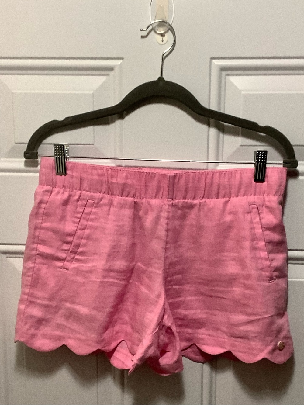 Lilly Pulitzer| Pink Scalloped Linen Shorts 4” Inseam Casual Resortwear - Picture 1 of 10